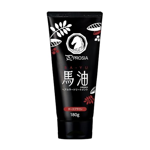 Aimedia Horse Oil Hair Color Treatment Dark Brown Made in Japan 180g Prosia Moisturizing Ingredients Additive-Free Formula Contains Frizz Care Ingredients