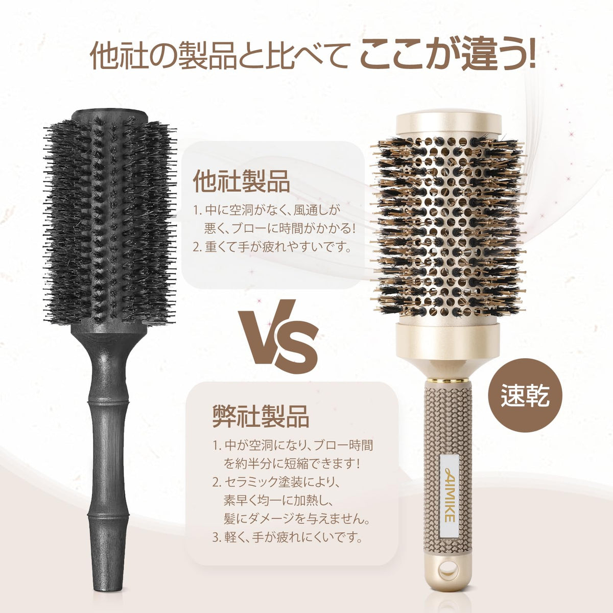 AIMIKE Round Brush for Hair Styling with Nano Ceramic Ion Technology