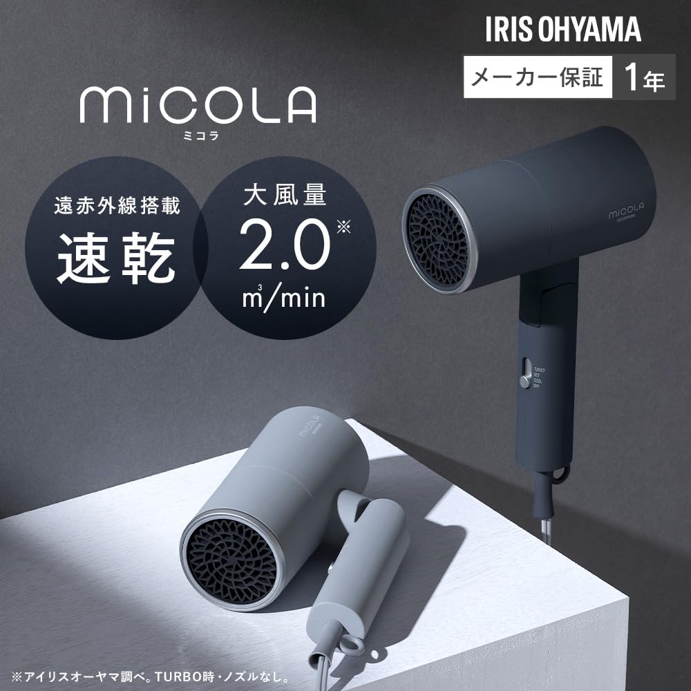 IRIS OHYAMA Ion Hair Dryer with Infrared Technology and Negative Ions