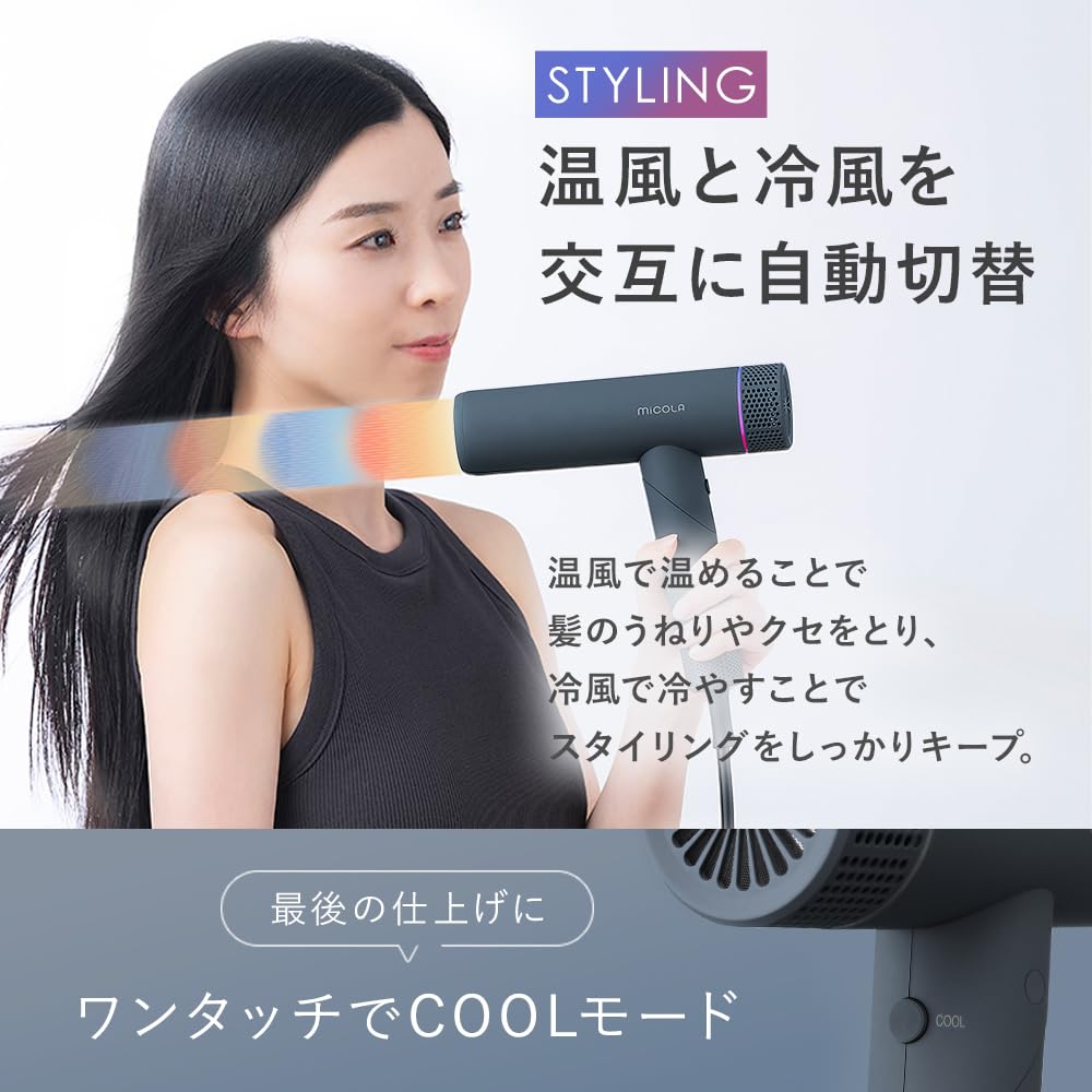 IRIS OHYAMA MiCOLA Ion Hair Dryer Lightweight Compact 380g