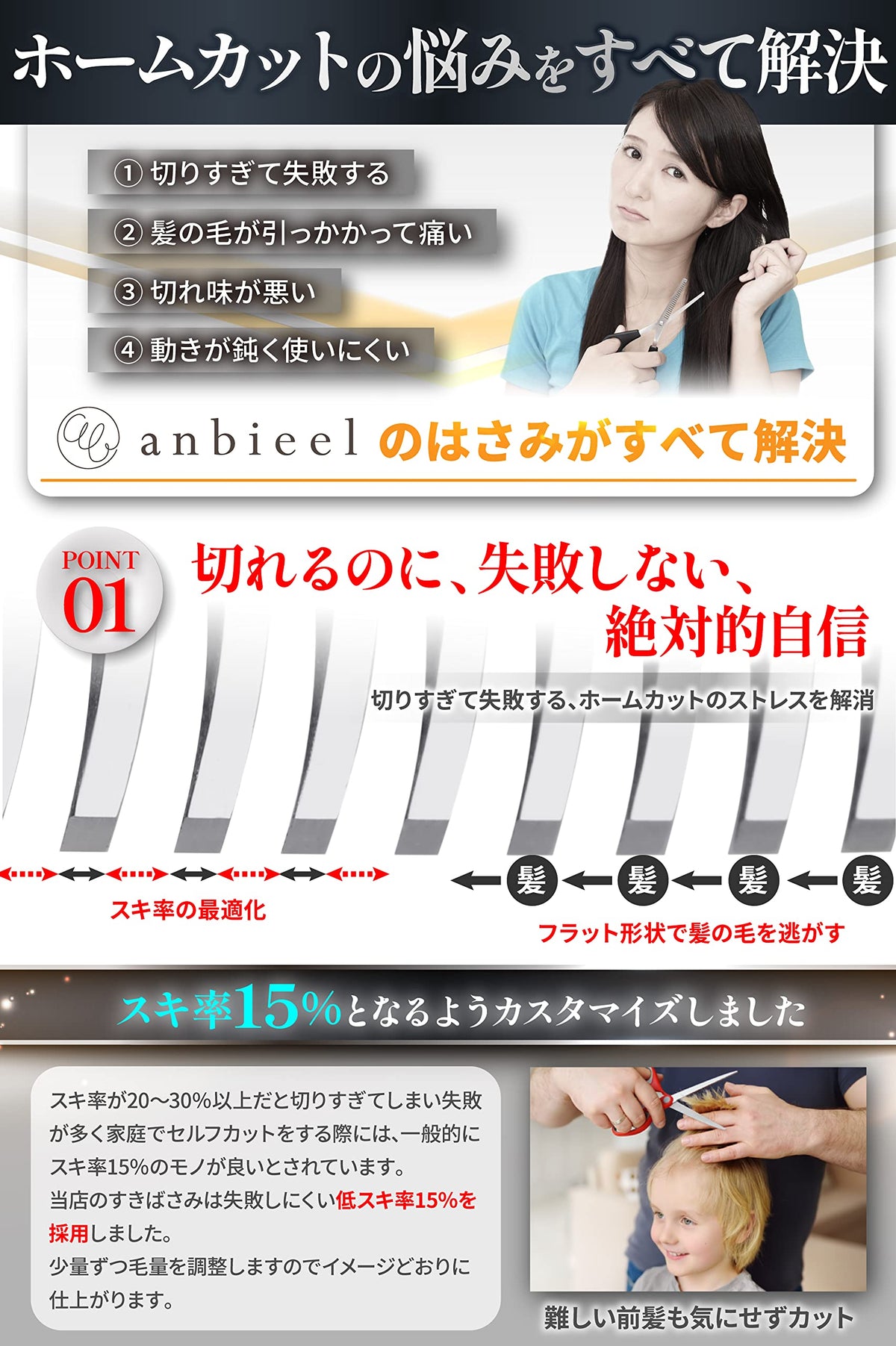 anbieel Hair Thinning Scissors for Self-Cutting