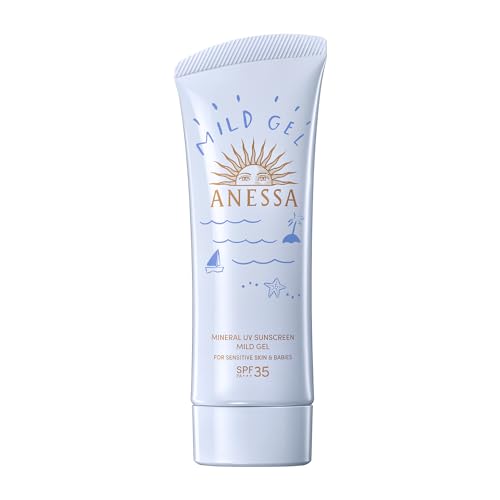 ANESSA Mineral UV Mild Gel 90g SPF35+PA+++ Fragrance-Free Sensitive Skin Baby Additive-Free Fragrance-Free Sunscreen For Face and Body Makeup Base Waterproof