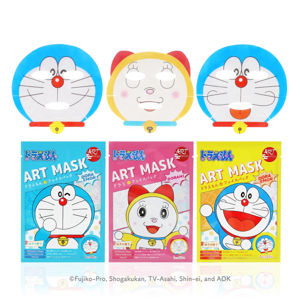 ARTMASK Japanese Sheet Mask Set featuring Kabuki and Doraemon