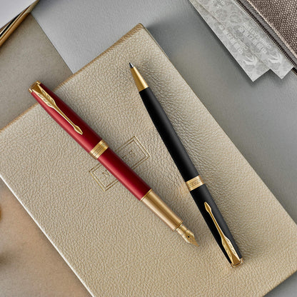 PARKER Sonnet Matte Black GT Fountain Pen Gift Boxed