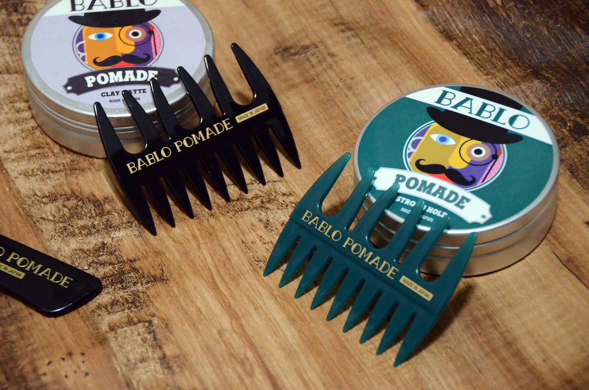 BABLO POMADE Mesh Comb Set for Men Styling Black and Green