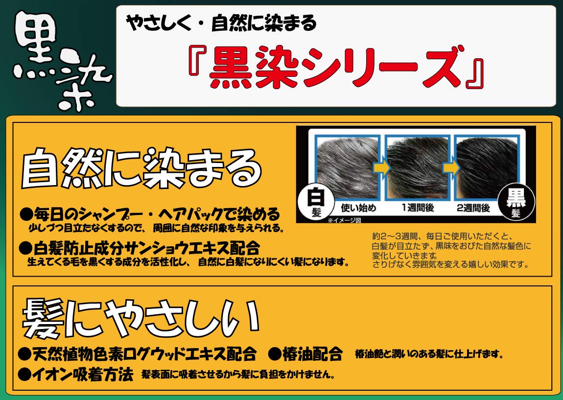 Kurobarahonpo Black Dye Hair Shampoo 500mL for Gray Hair