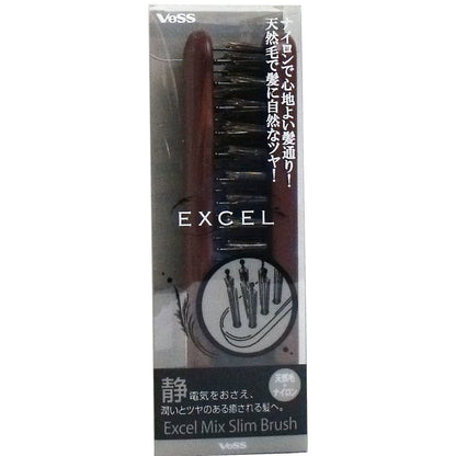 BES Hair Slim Brush with Natural Bristles Compact Design