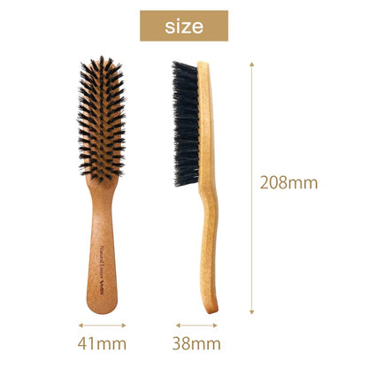 BES Natural Luster 100% Natural Pig Bristle Hair Brush Brown