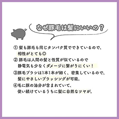 Besukougyou Natural Bristle Hair Brush for Gentle Styling