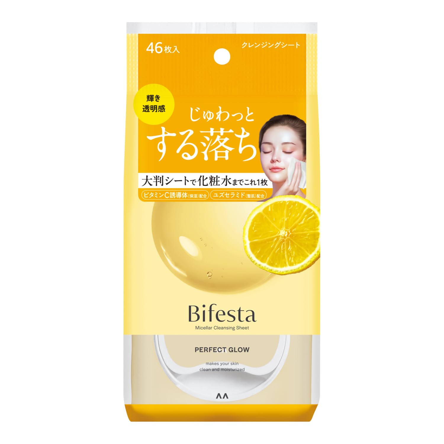 Bifesta Micellar Cleansing Sheet Perfect Glow Large Pack 46 Sheets