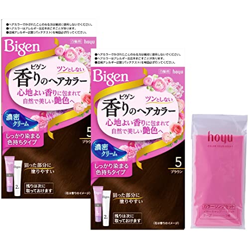 Bigen Scented Hair Color Cream 5 (Brown), Agent 1 40g + Agent 2 40g × 2 + Bonus