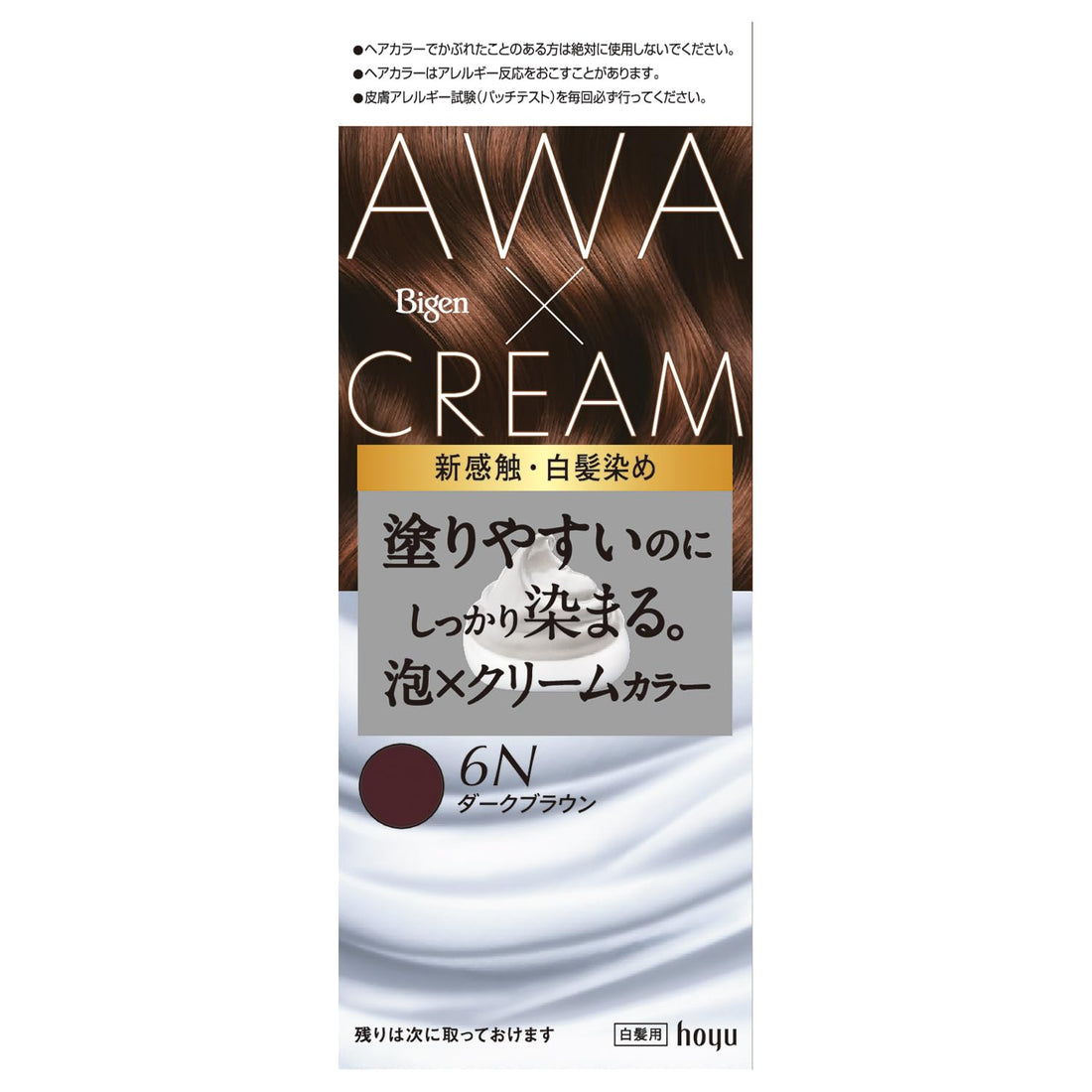 Bigen Foam Cream Color 6N Dark Brown Gray Hair Color, 1 Piece x 1 Piece
