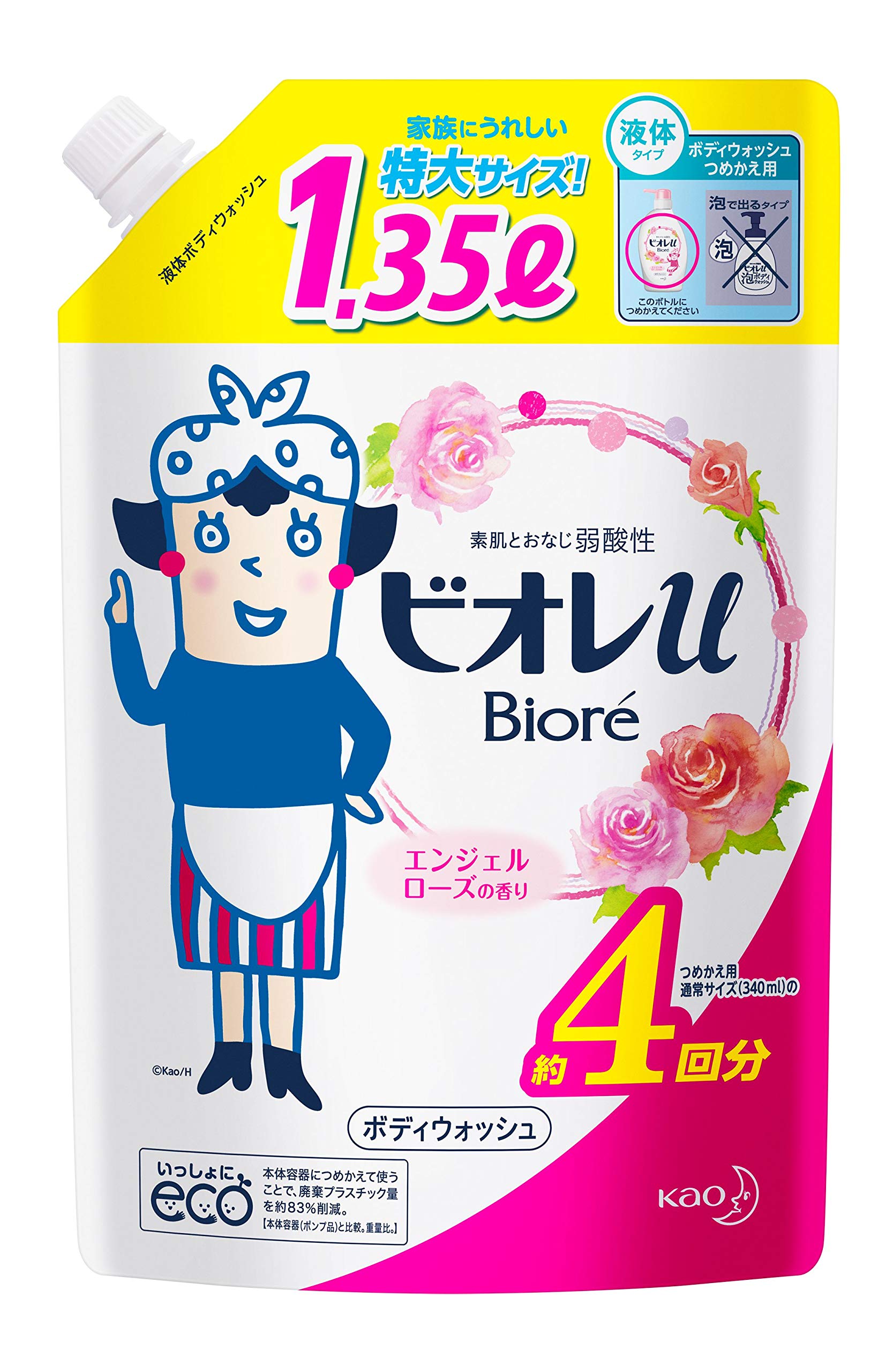 Recharge de 1,35 litre de Biore U parfum Rose Angélique (x 1)