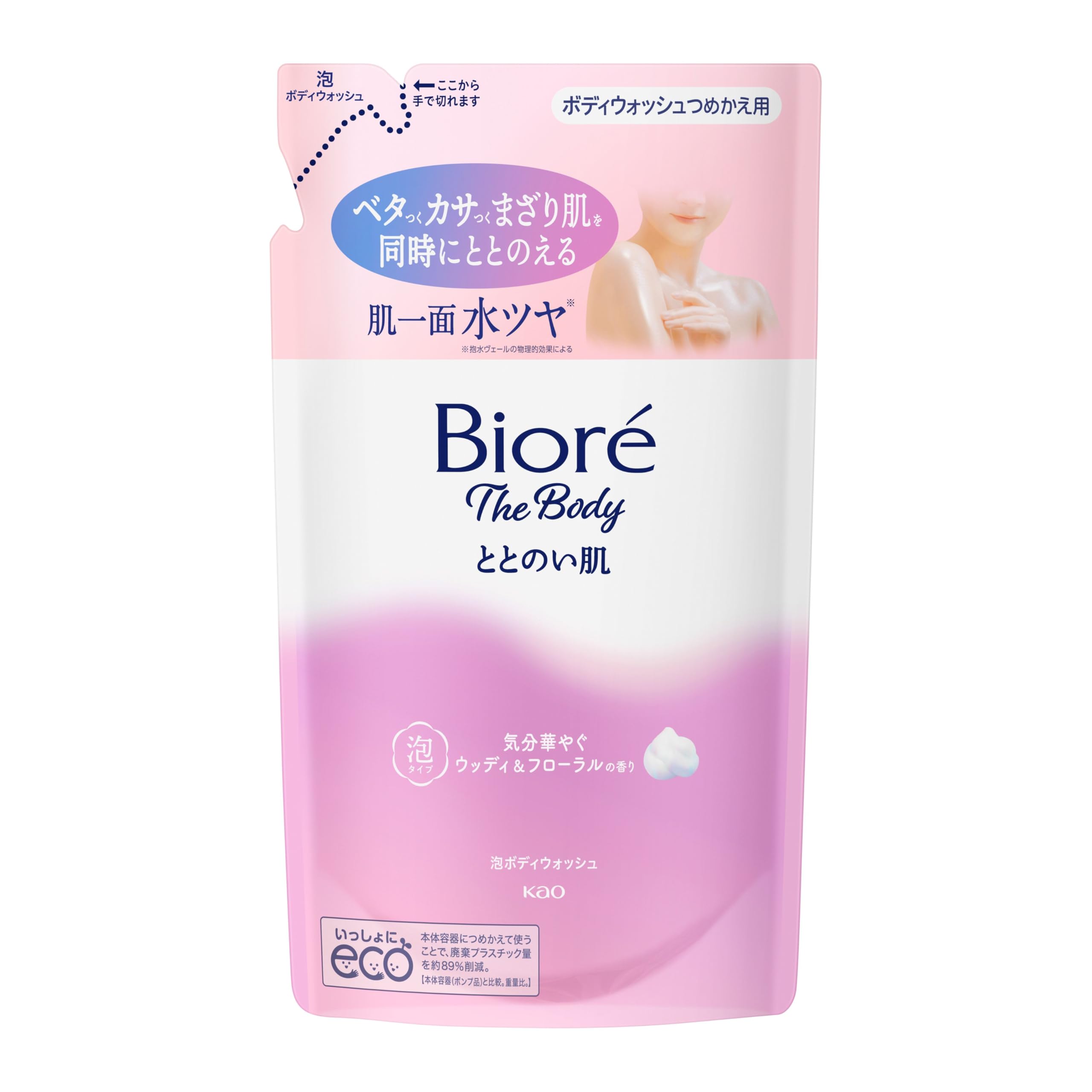 Biore u Biore The Body Peau Équilibrée Type Mousse Parfum Boisé &amp; Floral Recharge 440ml Gel Douche Savon Corporel