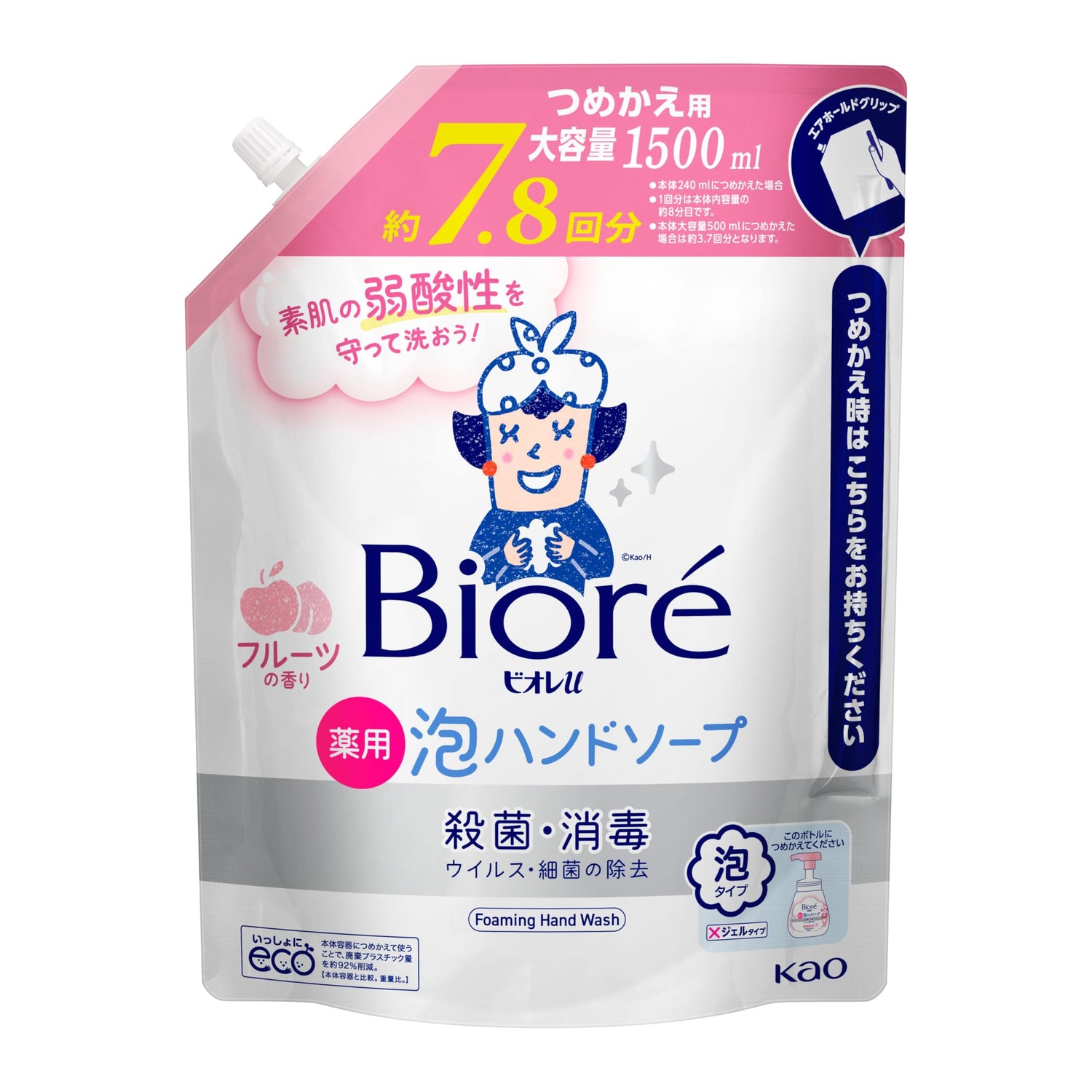 Biore u Mousse Savon pour les Mains Fruits Recharge 1.5L【Produit de santé non réglementé】