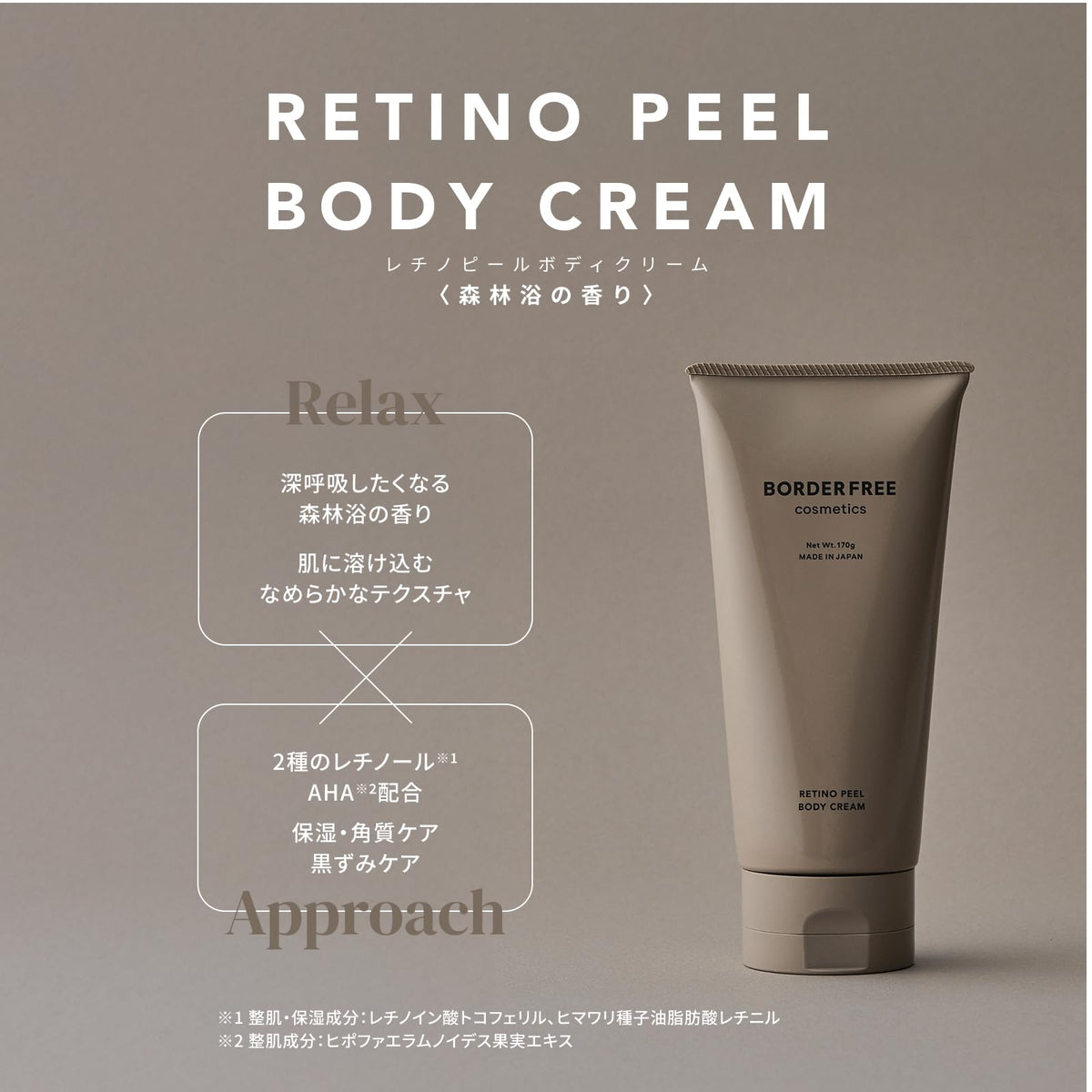 BORDER FREE Retinol Peel Body Cream 170g for Dull Skin
