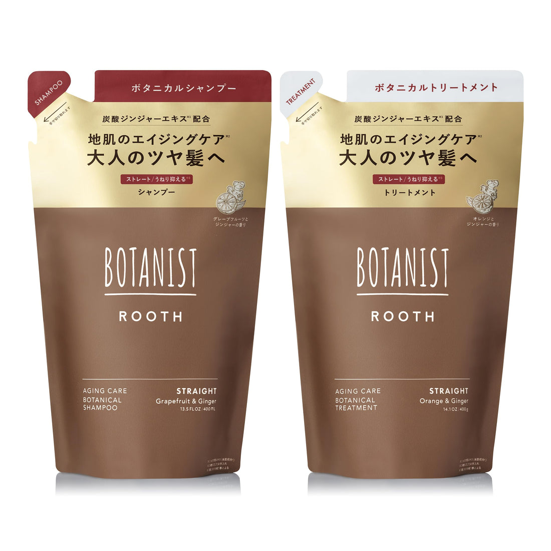 BOTANIST ROOTH Aging Care Shampoo &amp; Treatment Set, Straight Refill 400mL + 400g