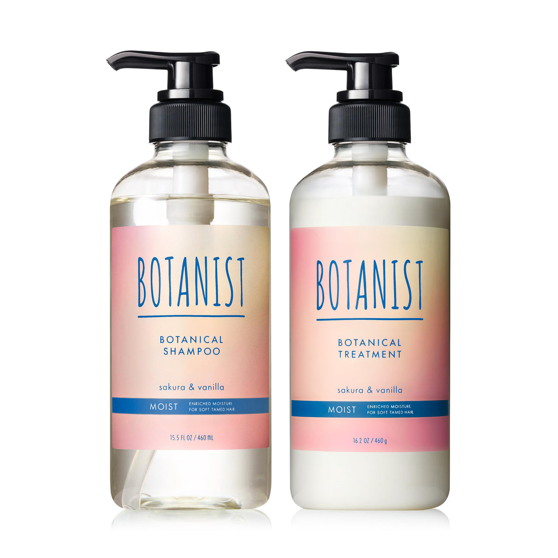 BOTANIST Botanical Shampoo &amp; Treatment Moist, Sakura &amp; Vanilla Scent, 2-Piece Set (490ml + 490g)