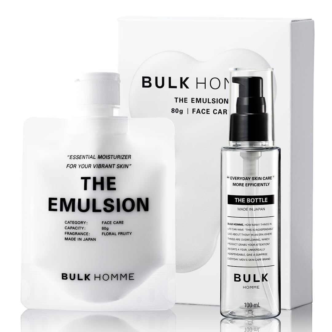 BULK HOMME Émulsion hydratante pour homme, peau grasse, 80 g + flacon de recharge 100 mL