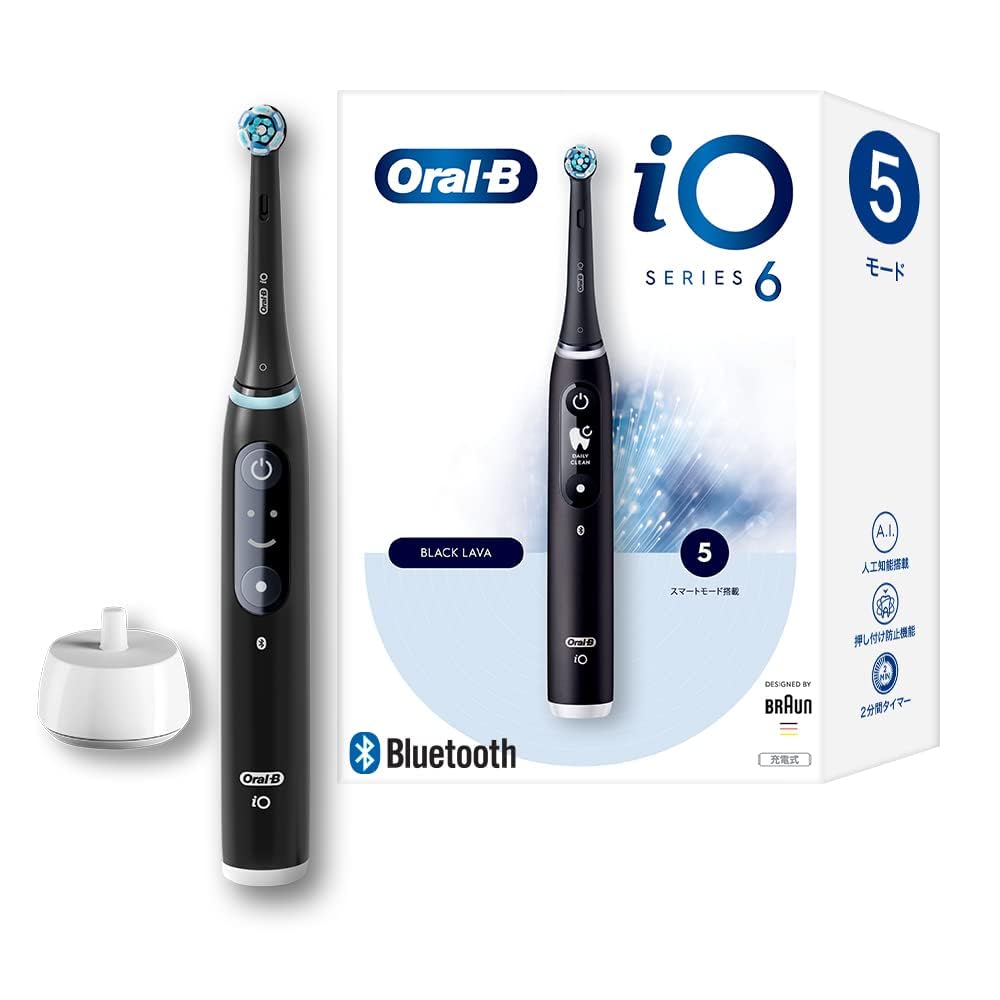 Braun iO6 Electric Toothbrush with AI Technology and Black Rubber Grip