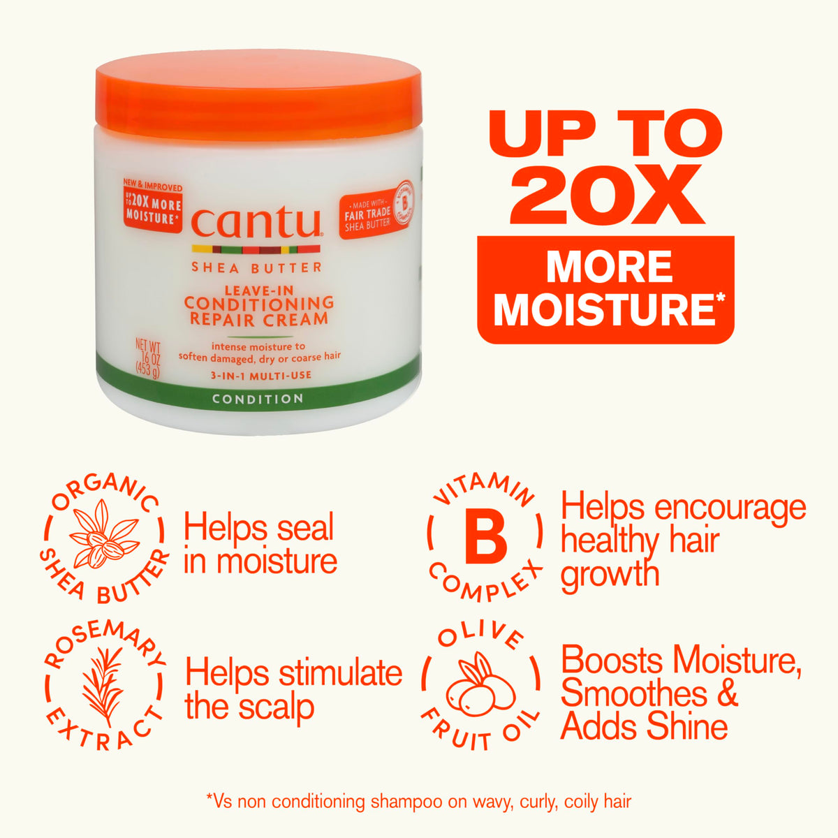 Cantu Leave In Conditioning Repair Cream 453g for Japanese Hair Care