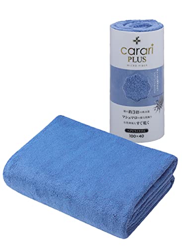 CB JAPAN carari Hair Drying Towel Microfiber PLUS Blue 1 Piece Absorbency [3.3 times] Quickly absorbs in the fiber gaps Quick-dry Marshmallow-like texture Soft and fluffy 40×100cm CB Japan Carari Plus