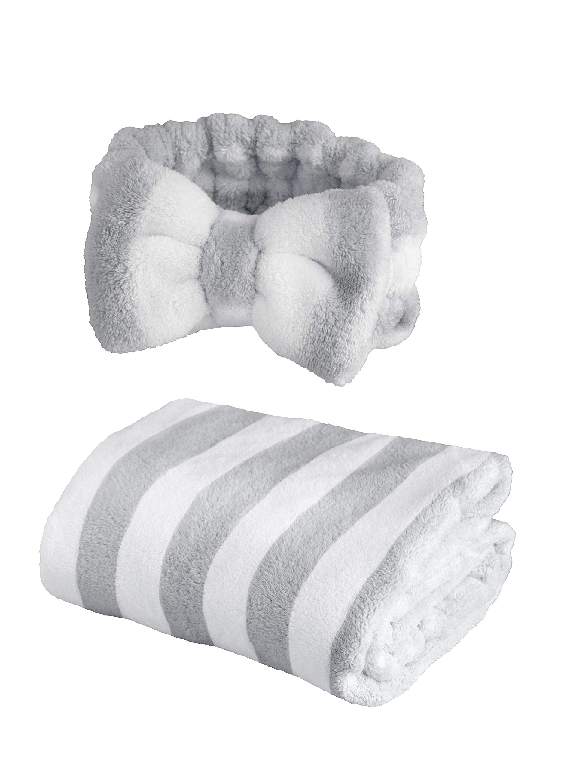 carari Hair Dry Towel &amp; Hair Band Absorbency [4.5 times] Microfiber Gray Quickly Absorbs Water in Fiber Gaps Quick Drying Marshmallow Soft Texture Fluffy and Moist Hair Care Set CB Japan carari