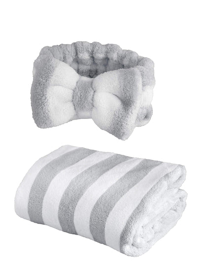 carari Hair Dry Towel &amp; Hair Band Absorbency [4.5 times] Microfiber Gray Quickly Absorbs Water in Fiber Gaps Quick Drying Marshmallow Soft Texture Fluffy and Moist Hair Care Set CB Japan carari