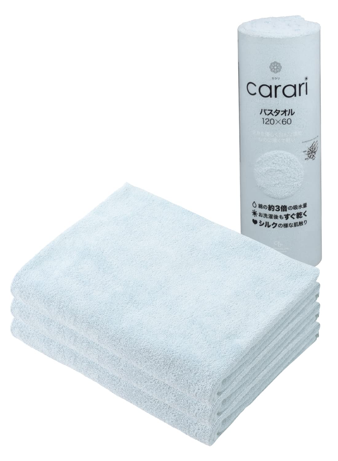 CB JAPAN Microfiber Bath Towel Set of 3 Quick-Drying Blue 120x60cm
