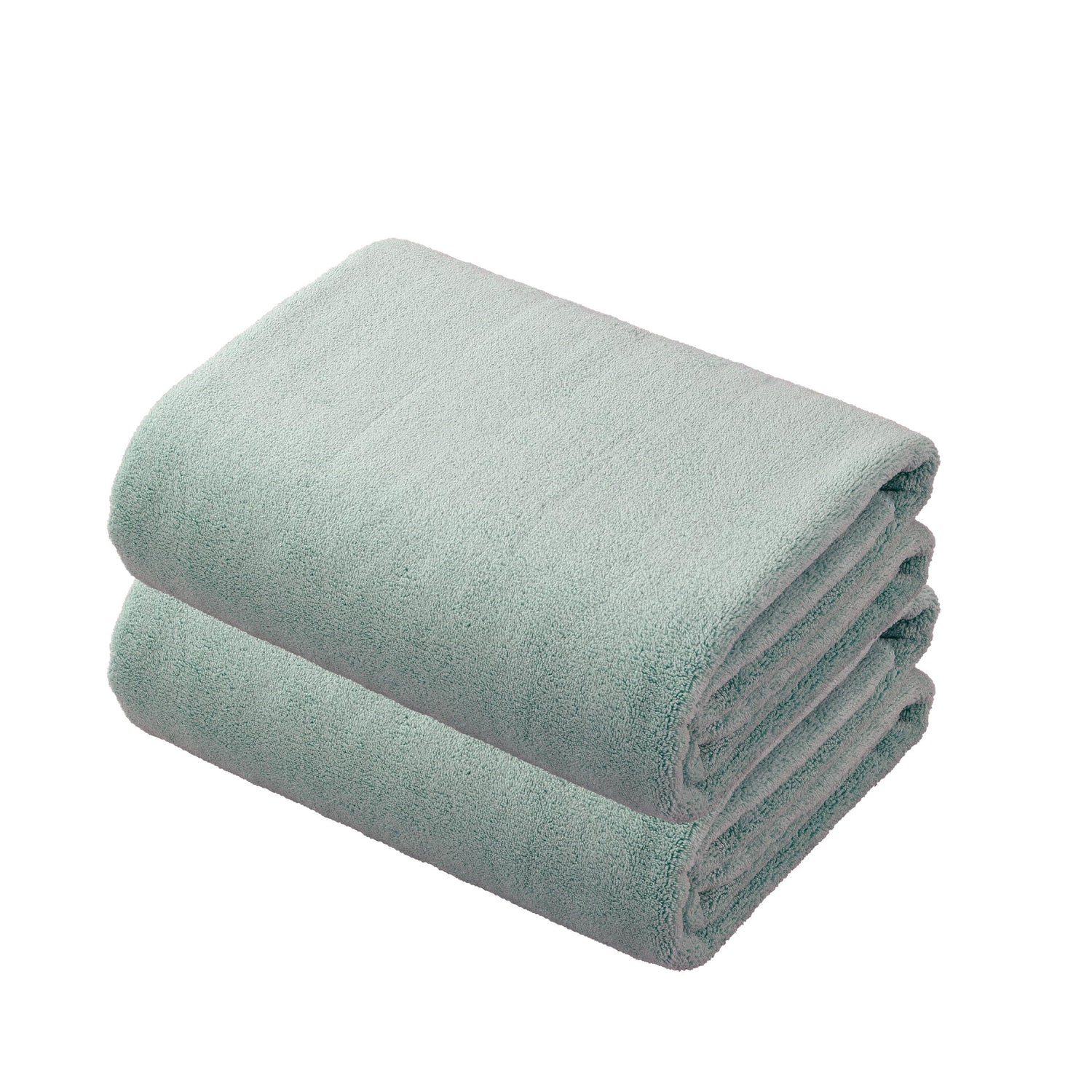carari Bath Towel Set of 2 Absorbency [5 times] Microfiber KOS Green Quickly Absorbs Water in Fiber Gaps Quick Dry Marshmallow Softness Fluffy and Mochi 60×120cm CB Japan Carari Cos
