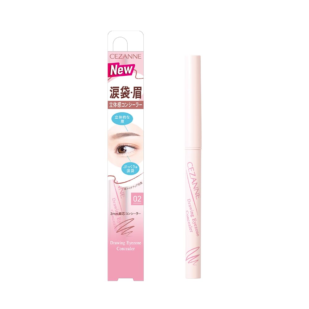 Cezanne Drawing Eye Zone Concealer 02 Natural Pink 0.25g Slim-tip concealer that adds brightness and dimension to the eye area