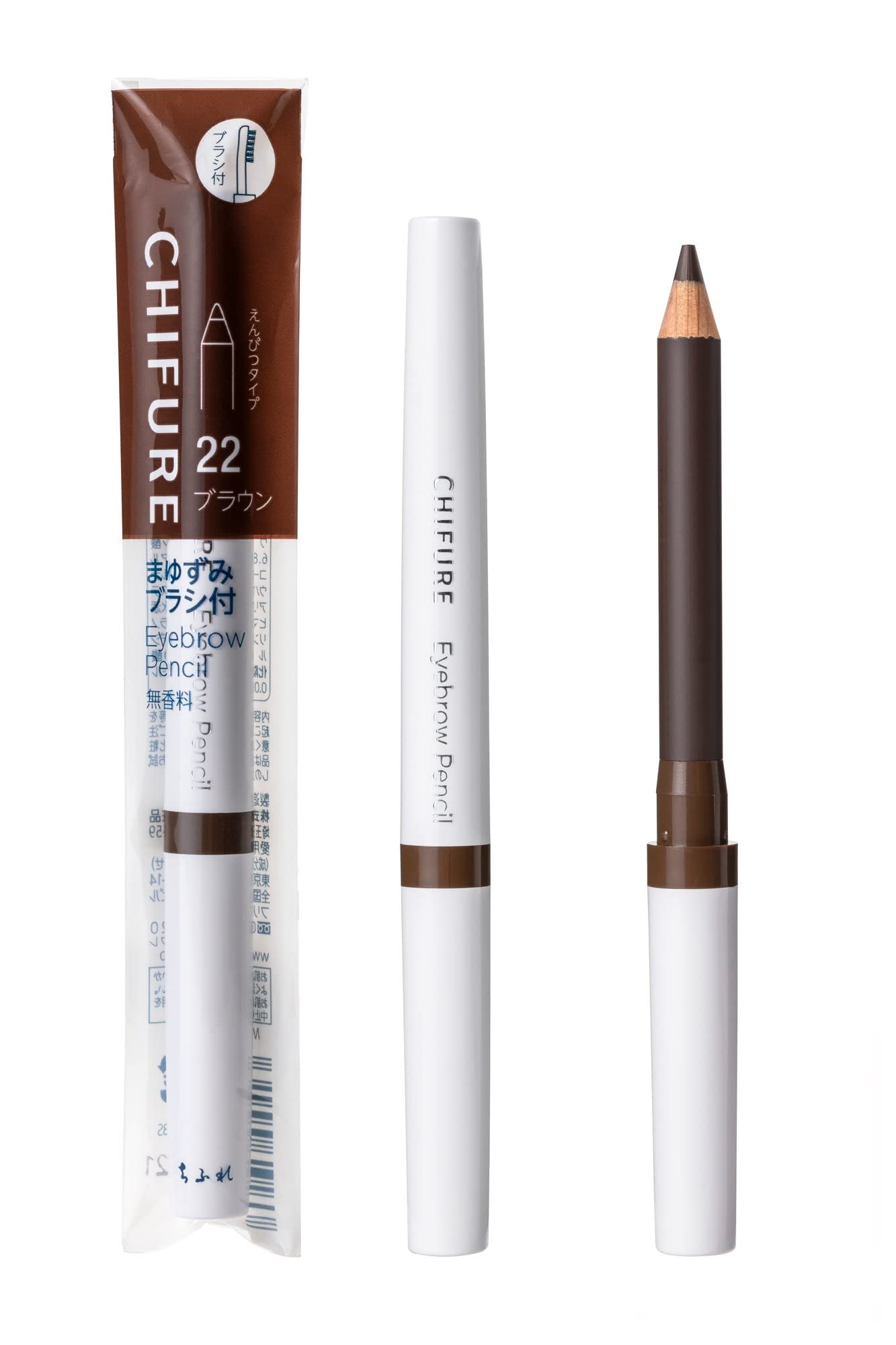 Chifure Eyebrow Pencil with Brush 22 Brown for Natural Brows