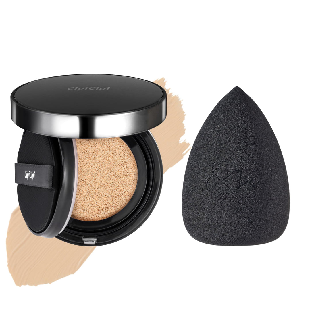 CipiCipi Fit Skin Cushion with Black Sponge Set 15g for Japanese Skincare