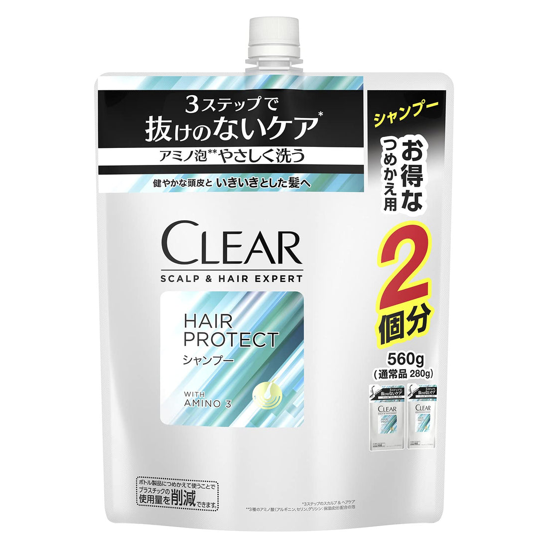 CLEAR Hair Protect Men Shampooing soin du cuir chevelu pour hommes, recharge, parfum floral 560g