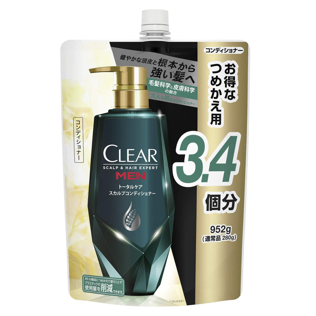 CLEAR For Men Total Care Soin du cuir chevelu, recharge grand format 952g