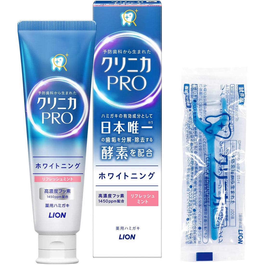 [Amazon.co.jp Exclusive] Clinica PRO Whitening Toothpaste Refresh Mint 95g + Y-Shaped Floss 1P