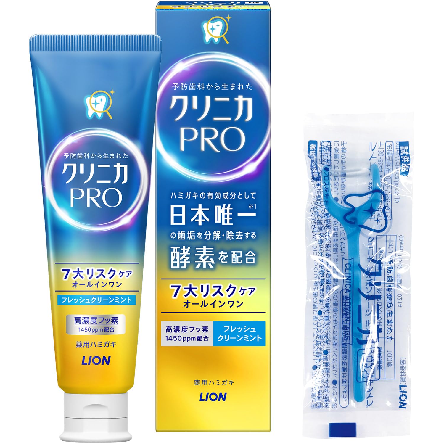 【Amazon.co.jp Exclusif】 Clinica PRO Dentifrice Tout-en-Un Menthe Fraîche 95g + Fil Dentaire Y 1P