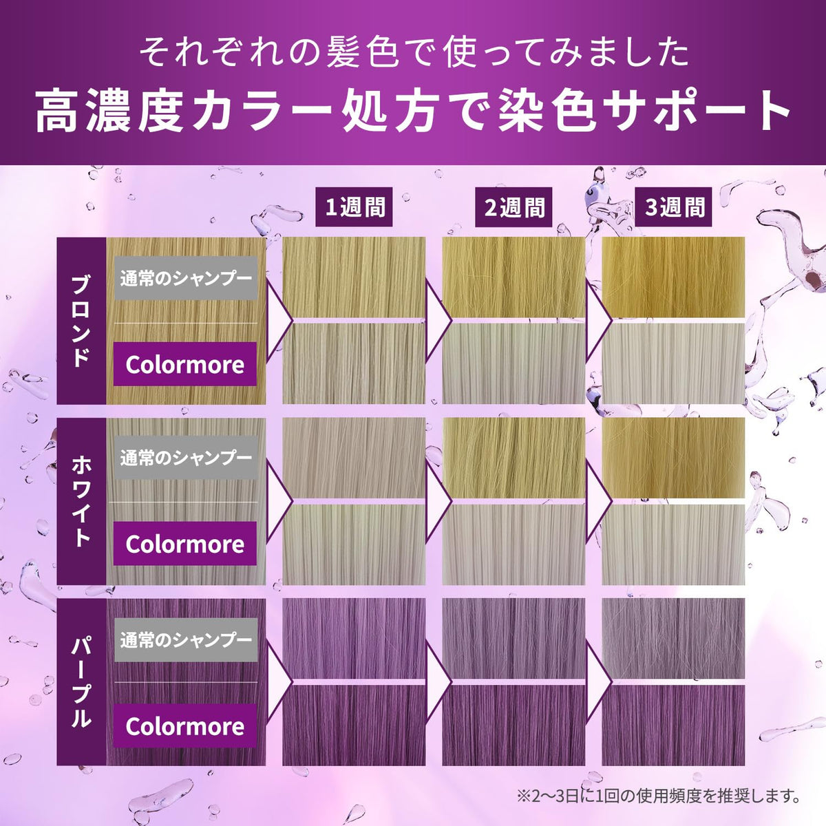 Colormore Purple Shampoo for Color-helped refine the look of Hair 200ml
