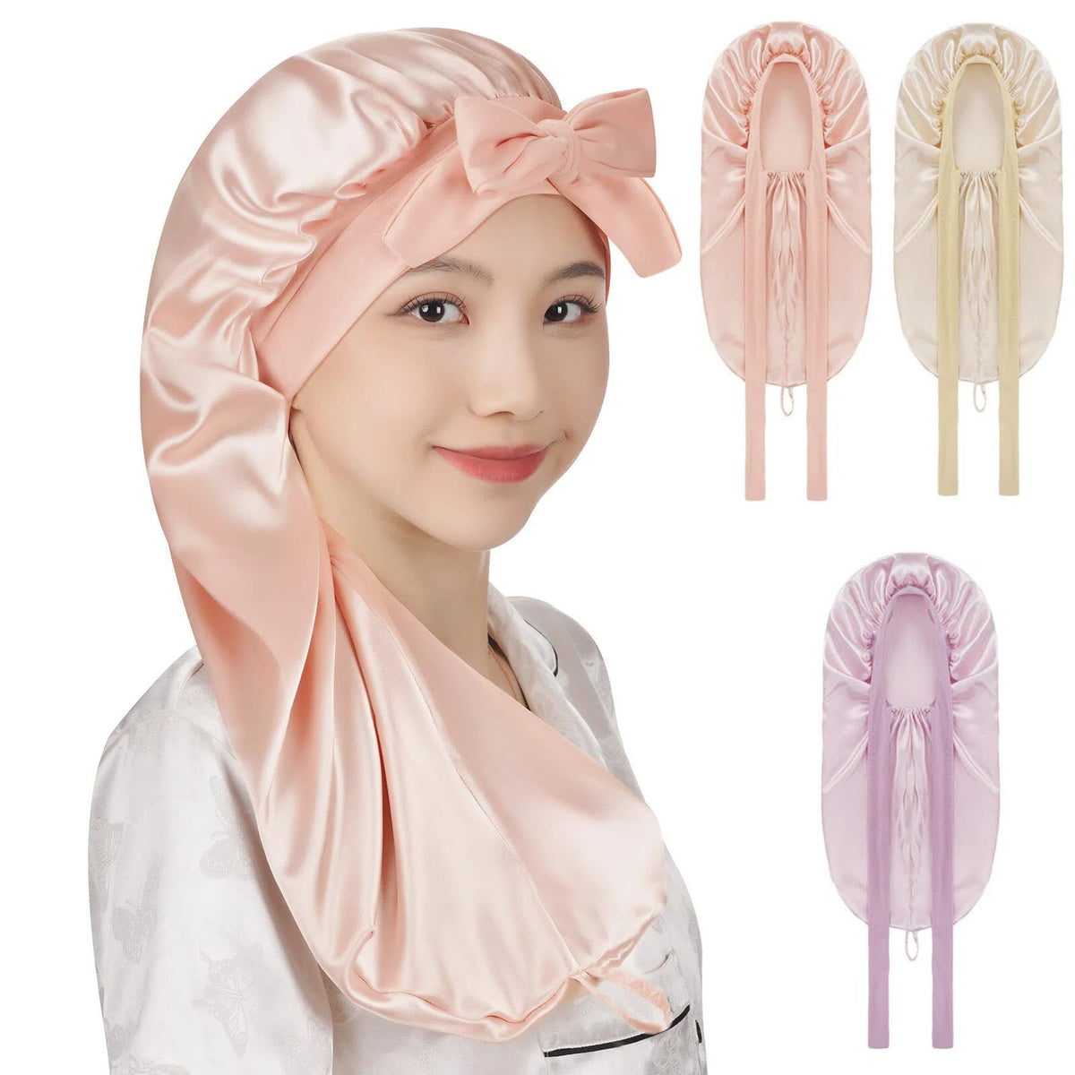 COMEDYKING Silk Night Cap Adjustable Size for Hair Care