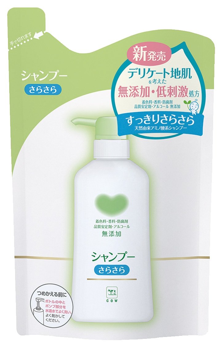 Cow Brand Unscented Shampoo Smooth Refill 380ml for Gentle Cleansing