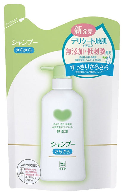 Cow Brand Unscented Shampoo Smooth Refill 380ml for Gentle Cleansing