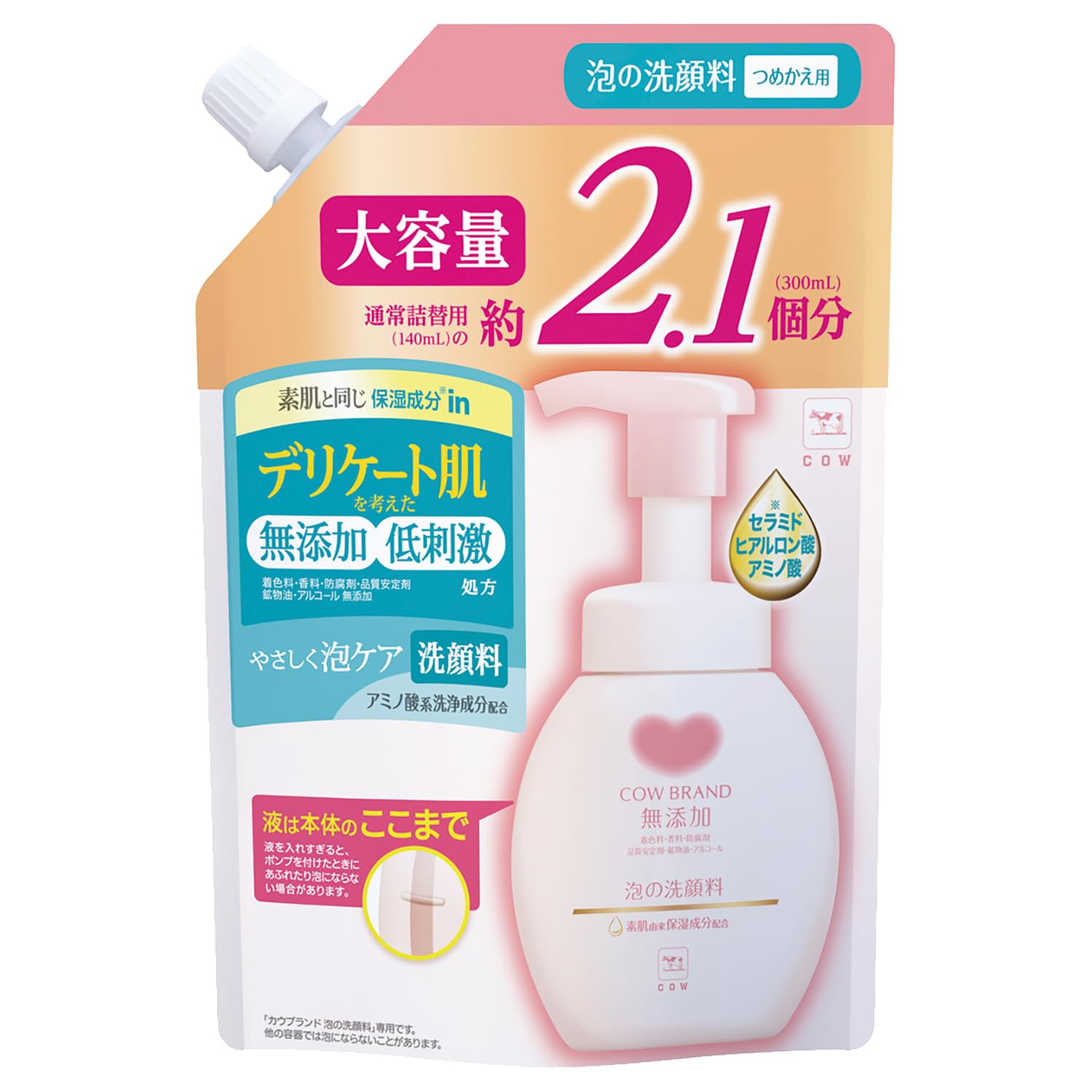 Cow Brand Additive-Free Foaming Facial Cleanser Refill 300ml