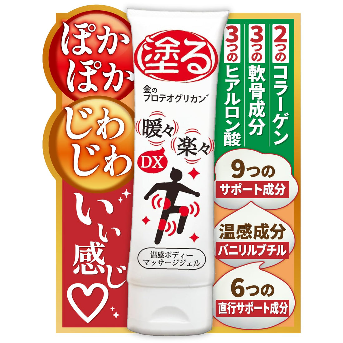 Dandanrakuraku Warming Massage Cream with Proteoglycan 150g