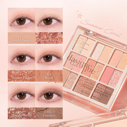 dasique Eyeshadow Palette Summer Coral 9 Colors for Vibrant Looks
