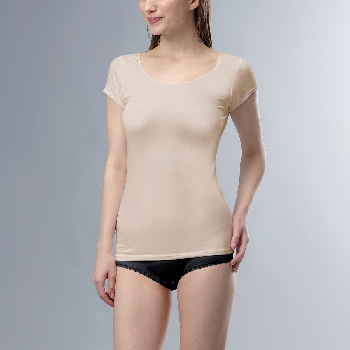 DEOEST Odor-Removing French Sleeve with Sweat Pads Size S Beige