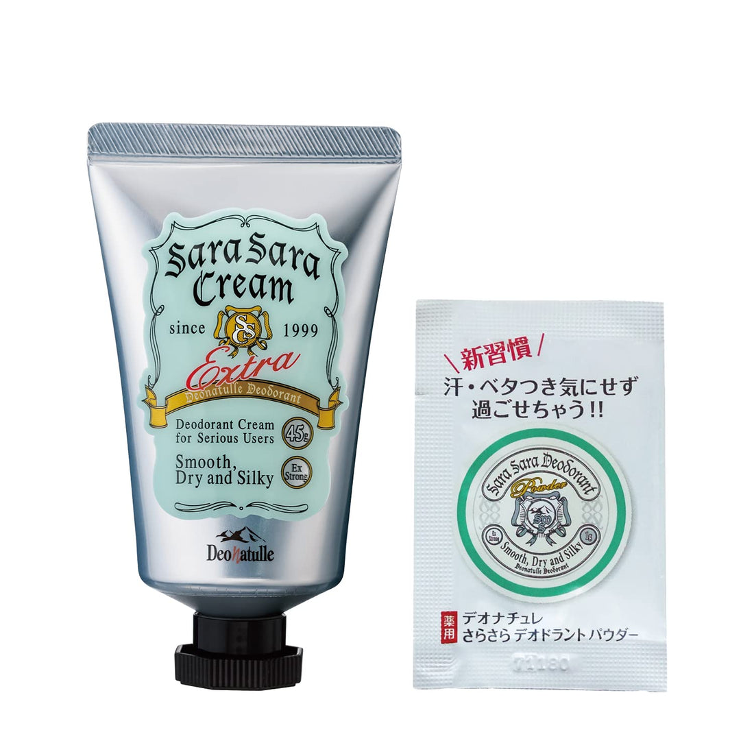 Deonatulle Sarasara Underarm Antiperspirant Cream 1 x 45g with Deodorant Powder Sachet