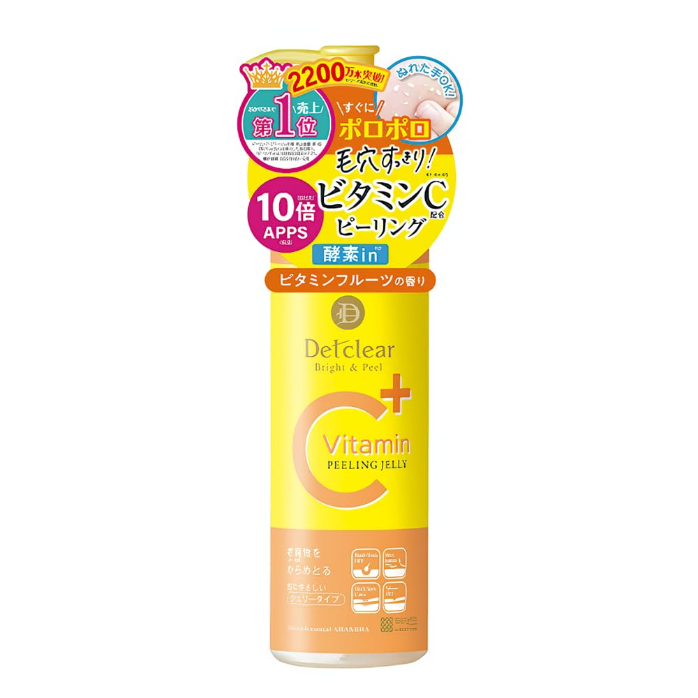 DET Clear Bright &amp; Peel Gel Exfoliant < Parfum de fruits vitaminés > 180mL (3 types de dérivés de vitamine C inclus) Fabriqué au Japon