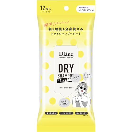 Diane Perfect Beauty +BODY Dry Shampoo Sheets, Fresh Citrus Pear Scent, 12 Sheets