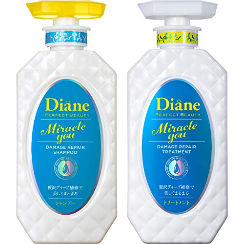 Diane Shampoo &amp; Treatment [Color Keep &amp; Damage Repair] Shiny Floral Scent Perfect Beauty Miracle You Set 450ml×2