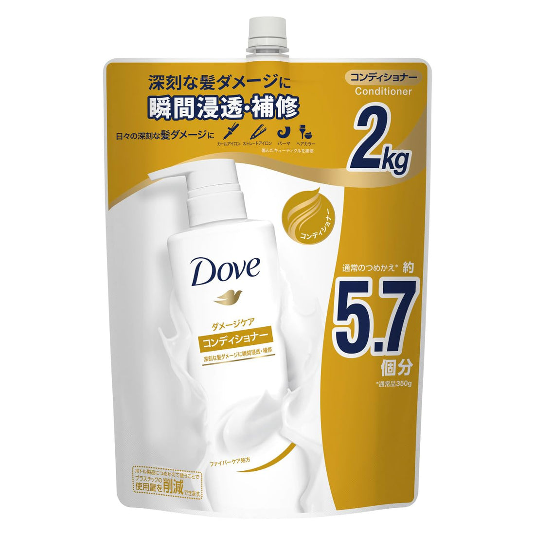 Dove Hair Damage Care Conditioner Refill in a large 2000g size